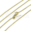 Gargantilla Basica 04.341.0128.20 Oro Laminado, Diseño de Bola, Pulido, Tono Dorado (01 MM Thickness, 20 Inches Length)