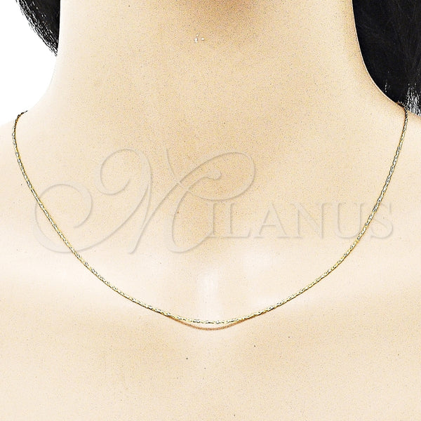 Gargantilla Basica 04.341.0130.20 Oro Laminado, Diamantado, Tono Dorado (01 MM Thickness, 20 Inches Length)