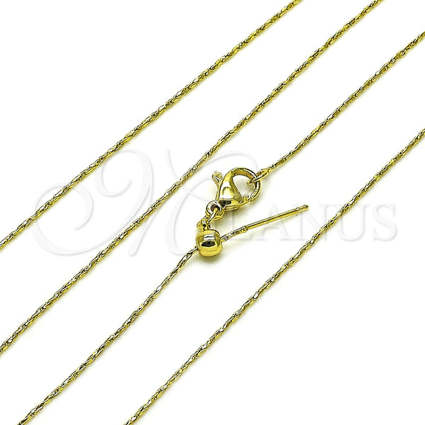 Gargantilla Basica 04.341.0130.20 Oro Laminado, Diamantado, Tono Dorado (01 MM Thickness, 20 Inches Length)
