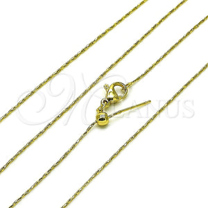 Gargantilla Basica 04.341.0130.20 Oro Laminado, Diamantado, Tono Dorado (01 MM Thickness, 20 Inches Length)
