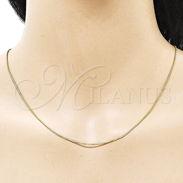 Gargantilla Basica 04.341.0131.20 Oro Laminado, Diseño de Box, Pulido, Tono Dorado (01 MM Thickness, 20 Inches Length)