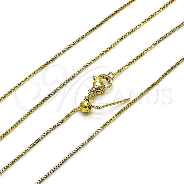 Gargantilla Basica 04.341.0131.20 Oro Laminado, Diseño de Box, Pulido, Tono Dorado (01 MM Thickness, 20 Inches Length)