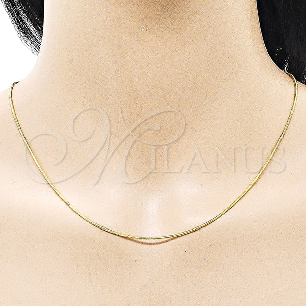 Gargantilla Basica 04.341.0133.20 Oro Laminado, Diseño de Cola de Raton, Pulido, Tono Dorado (01 MM Thickness, 20 Inches Length)
