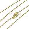 Gargantilla Basica 04.341.0133.20 Oro Laminado, Diseño de Cola de Raton, Pulido, Tono Dorado (01 MM Thickness, 20 Inches Length)