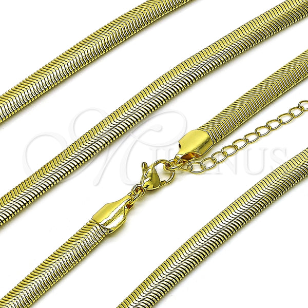 Gargantilla Basica 04.341.0135.18 Oro Laminado, Diseño de Cola de Raton, Pulido, Tono Dorado (06 MM Thickness, 17 Inches Length)