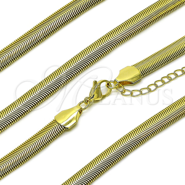Gargantilla Basica 04.341.0136.18 Oro Laminado, Diseño de Cola de Raton, Pulido, Tono Dorado (08 MM Thickness, 18 Inches Length)