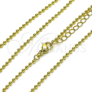 Gargantilla Basica 04.341.0137.18 Oro Laminado, Diseño de Bola, Pulido, Tono Dorado (02 MM Thickness, 17 Inches Length)