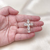 Dije Religioso 05.341.0100 Oro Laminado, Diseño de Cruz, con Blanca Zirconia Cubica, Pulido, Tono Dorado