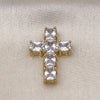 Dije Religioso 05.341.0100 Oro Laminado, Diseño de Cruz, con Blanca Zirconia Cubica, Pulido, Tono Dorado