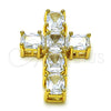 Dije Religioso 05.341.0100 Oro Laminado, Diseño de Cruz, con Blanca Zirconia Cubica, Pulido, Tono Dorado