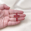 Dije Religioso 05.341.0100.2 Oro Laminado, Diseño de Cruz, con Granate Zirconia Cubica, Pulido, Tono Dorado
