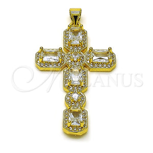 Dije Elegante 05.341.0101 Oro Laminado, Diseño de Cruz, con Blanca Zirconia Cubica and Blanca Micro Pave, Pulido, Tono Dorado