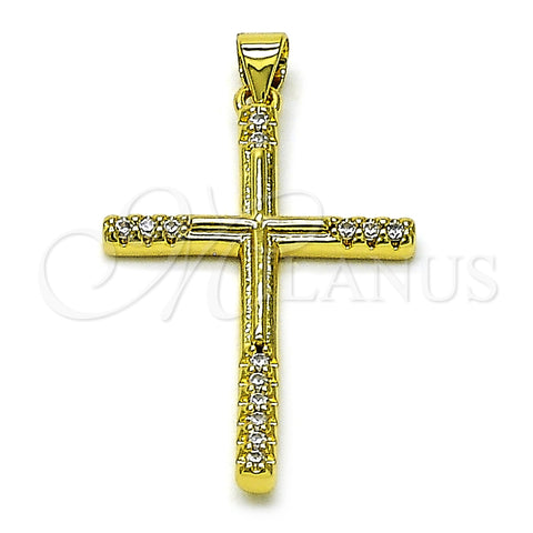 Dije Elegante 05.341.0102 Oro Laminado, Diseño de Cruz, con Blanca Zirconia Cubica, Pulido, Tono Dorado