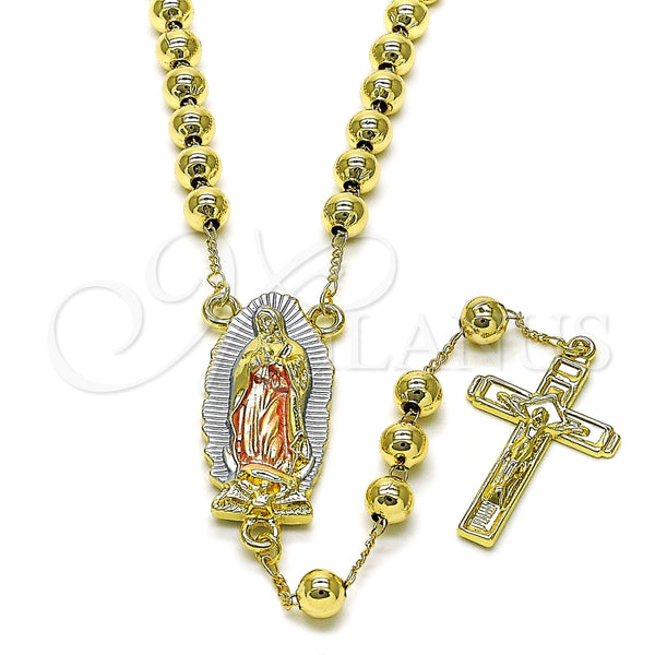 Rosario Mediano 09.411.0008.24 Oro Laminado, Diseño de Guadalupe y Bola, Pulido, Tono Dorado