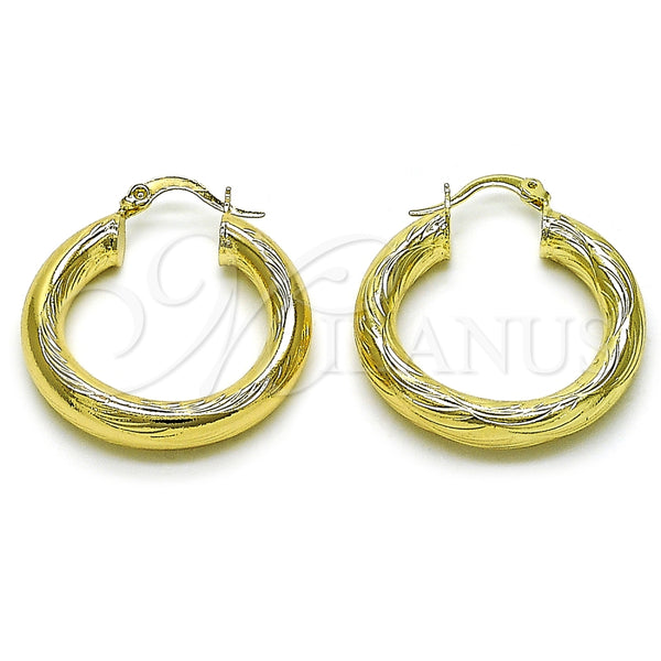 Argolla Mediana 02.213.0262.30 Oro Laminado, Diseño de Hueco, Diamantado, Tono Dorado