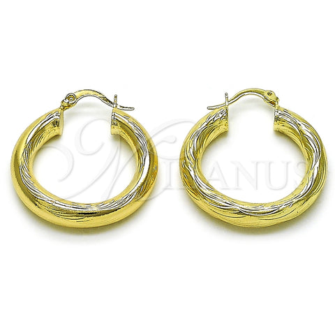 Argolla Mediana 02.213.0262.30 Oro Laminado, Diseño de Hueco, Diamantado, Tono Dorado