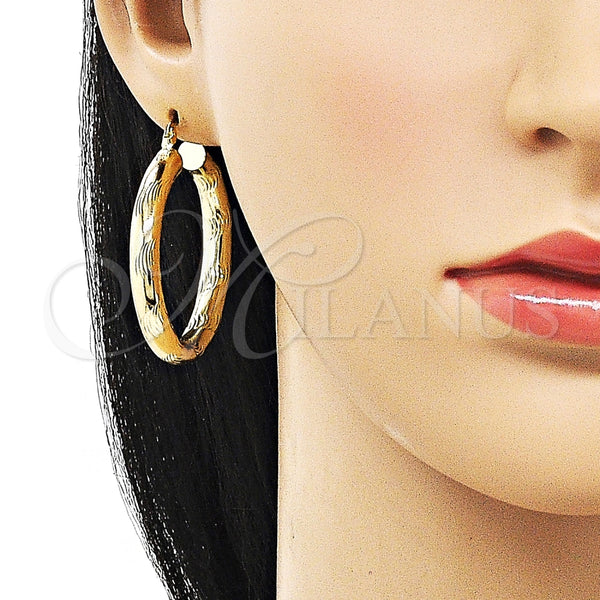 Argolla Mediana 02.213.0228.40 Oro Laminado, Diseño de Hueco, Diamantado, Tono Dorado