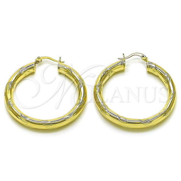 Argolla Mediana 02.213.0228.40 Oro Laminado, Diseño de Hueco, Diamantado, Tono Dorado