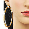 Argolla Extra Grande 02.213.0228.80 Oro Laminado, Diseño de Hueco, Diamantado, Tono Dorado