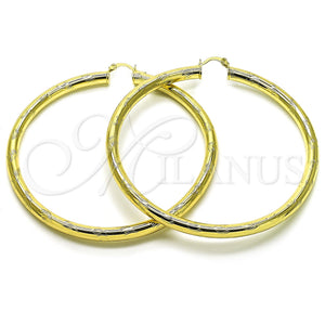 Argolla Extra Grande 02.213.0228.80 Oro Laminado, Diseño de Hueco, Diamantado, Tono Dorado
