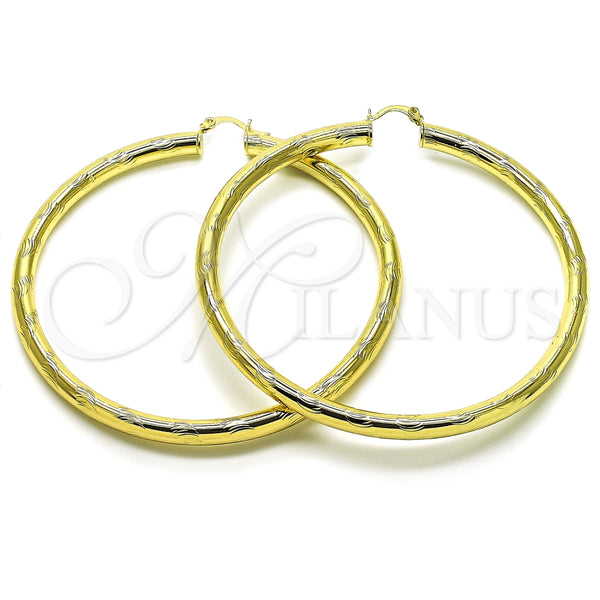 Argolla Extra Grande 02.213.0228.80 Oro Laminado, Diseño de Hueco, Diamantado, Tono Dorado