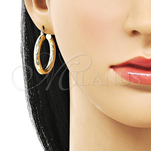 Argolla Mediana 02.213.0753.30 Oro Laminado, Diseño de Hueco, Diamantado, Tono Dorado