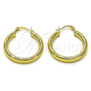 Argolla Mediana 02.213.0753.30 Oro Laminado, Diseño de Hueco, Diamantado, Tono Dorado