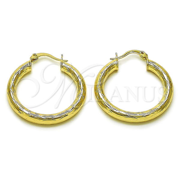 Argolla Mediana 02.213.0753.30 Oro Laminado, Diseño de Hueco, Diamantado, Tono Dorado
