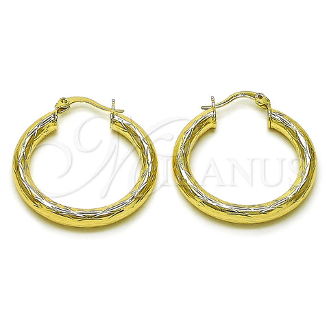Argolla Mediana 02.213.0753.30 Oro Laminado, Diseño de Hueco, Diamantado, Tono Dorado