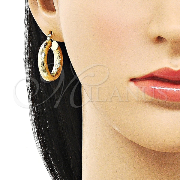 Argolla Mediana 02.213.0754.25 Oro Laminado, Diseño de Hueco, Diamantado, Tono Dorado