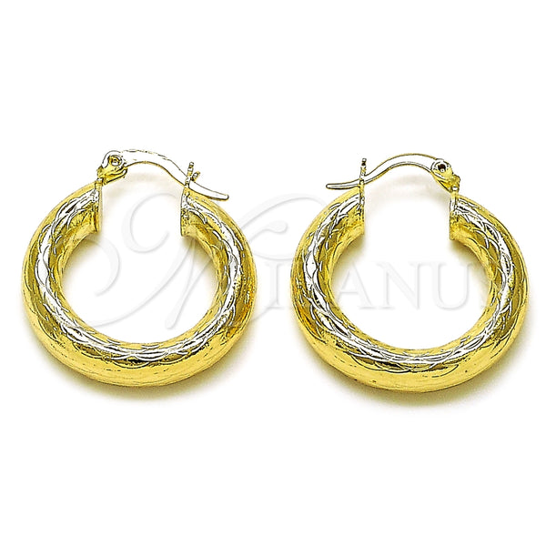 Argolla Mediana 02.213.0754.25 Oro Laminado, Diseño de Hueco, Diamantado, Tono Dorado