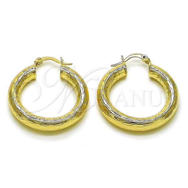 Argolla Mediana 02.213.0754.30 Oro Laminado, Diseño de Hueco, Diamantado, Tono Dorado