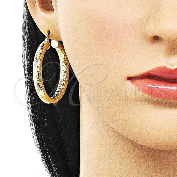 Argolla Mediana 02.213.0754.40 Oro Laminado, Diseño de Hueco, Diamantado, Tono Dorado