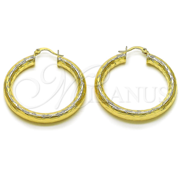 Argolla Mediana 02.213.0754.40 Oro Laminado, Diseño de Hueco, Diamantado, Tono Dorado