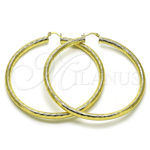 Argolla Extra Grande 02.213.0754.80 Oro Laminado, Diseño de Hueco, Pulido, Tono Dorado