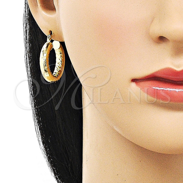 Argolla Mediana 02.213.0755.25 Oro Laminado, Diseño de Hueco, Diamantado, Tono Dorado