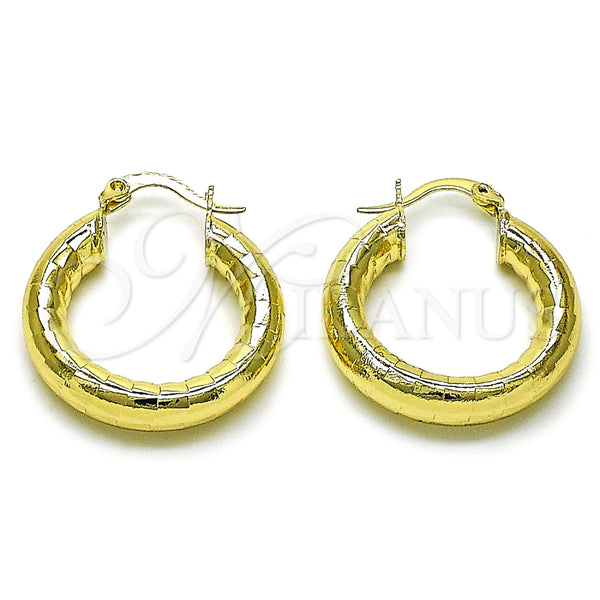 Argolla Mediana 02.213.0755.25 Oro Laminado, Diseño de Hueco, Diamantado, Tono Dorado