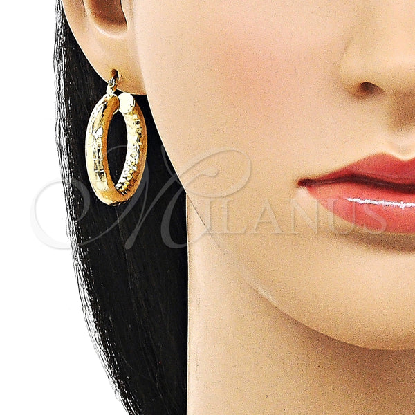 Argolla Mediana 02.213.0755.30 Oro Laminado, Diseño de Hueco, Diamantado, Tono Dorado