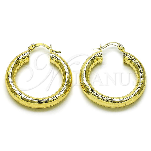 Argolla Mediana 02.213.0755.30 Oro Laminado, Diseño de Hueco, Diamantado, Tono Dorado