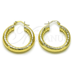 Argolla Mediana 02.213.0755.30 Oro Laminado, Diseño de Hueco, Diamantado, Tono Dorado