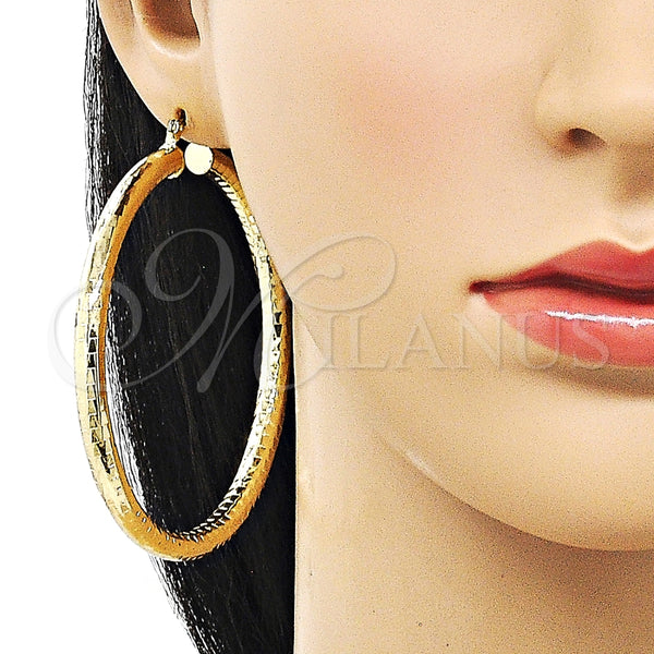 Argolla Extra Grande 02.213.0755.70 Oro Laminado, Diseño de Hueco, Diamantado, Tono Dorado