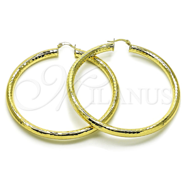 Argolla Extra Grande 02.213.0755.70 Oro Laminado, Diseño de Hueco, Diamantado, Tono Dorado