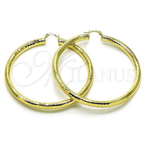 Argolla Extra Grande 02.213.0755.70 Oro Laminado, Diseño de Hueco, Diamantado, Tono Dorado