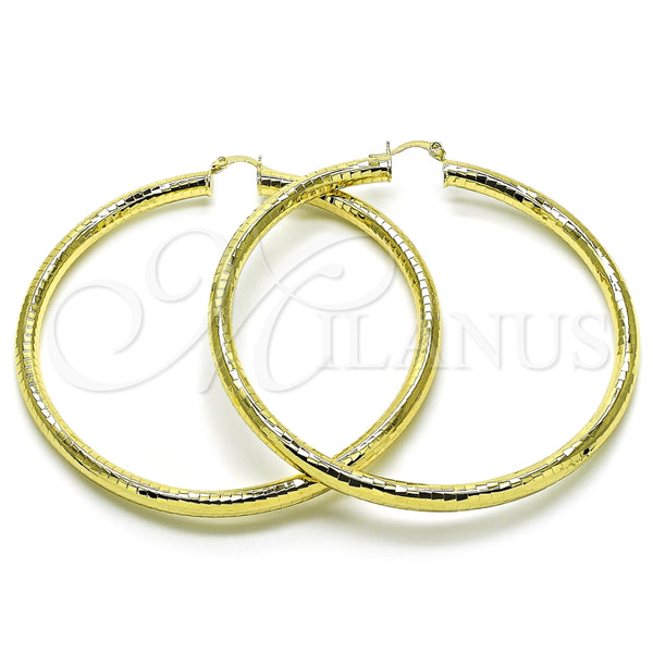 Argolla Extra Grande 02.213.0755.80 Oro Laminado, Diseño de Hueco, Diamantado, Tono Dorado
