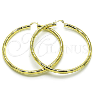 Argolla Extra Grande 02.213.0755.80 Oro Laminado, Diseño de Hueco, Diamantado, Tono Dorado