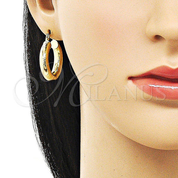 Argolla Mediana 02.170.0309.25 Oro Laminado, Diseño de Hueco, Diamantado, Tono Dorado
