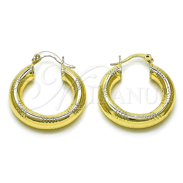 Argolla Mediana 02.170.0309.25 Oro Laminado, Diseño de Hueco, Diamantado, Tono Dorado
