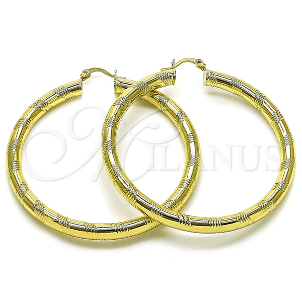 Argolla Grande 02.170.0309.60 Oro Laminado, Diseño de Hueco, Diamantado, Tono Dorado