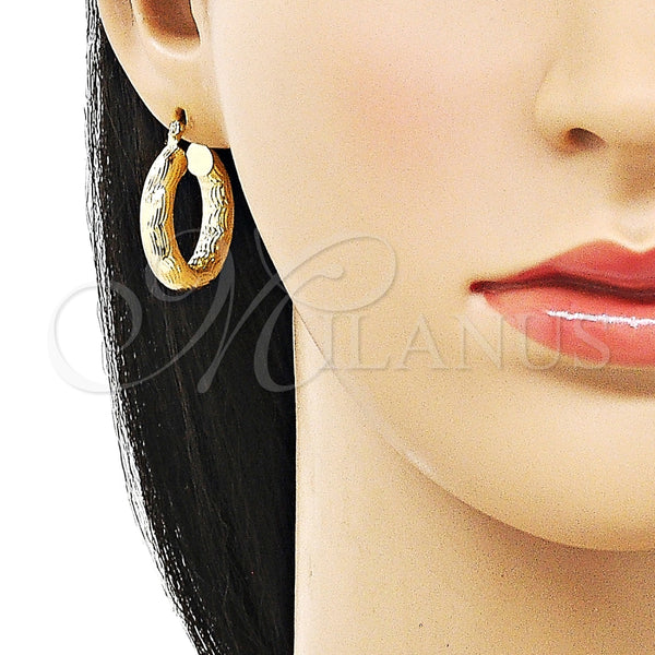 Argolla Mediana 02.213.0225.25 Oro Laminado, Diseño de Hueco, Diamantado, Tono Dorado