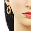 Argolla Mediana 02.213.0225.25 Oro Laminado, Diseño de Hueco, Diamantado, Tono Dorado